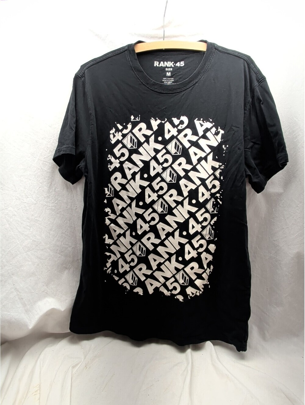 RANK 45 Men's Short Sleeve Graphic Logo T-Shirt Black medium